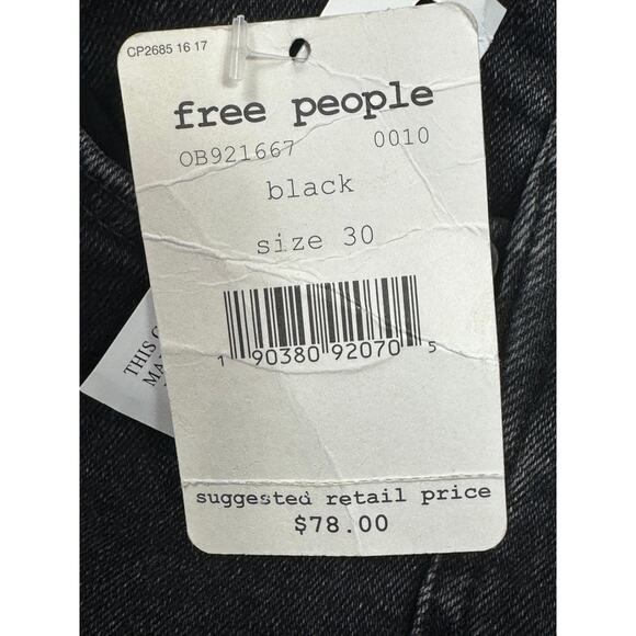 Free People We the Free High Rise Raw Hem Skinny Jeans Black 30 - Picture 15 of 15